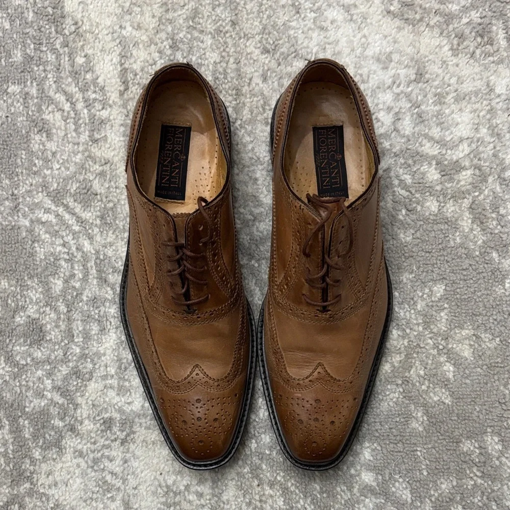Florentini Tan Leather Oxford Shoes sz 10.5 EUC